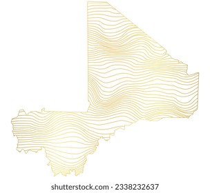 abstract map of Mali - vector illustration of striped gold colored map