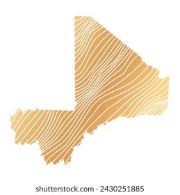 abstract map of Mali - vector illustration of striped gold colored map