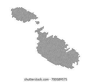 Abstrakte Karte von Malta Dots Planet, Linien, globale Weltkarte Halbtonkonzept. Vektorgrafik eps10.