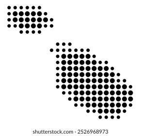 Mapa Abstractas de Malta que muestra el área del país con un patrón de círculos negros