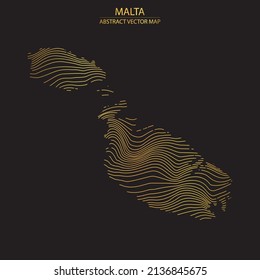 abstract map of Malta - vector illustartion of striped gold colored map