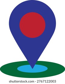 Abstract map marker icon with concentric circles and a green base symbolizing a point of interest