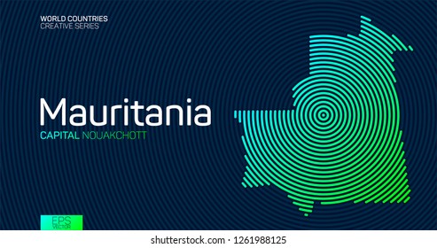 Abstract map of Mauritania with circle lines