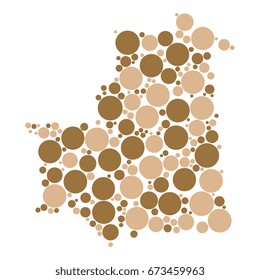 abstract map of mauritania filled with circles of different sizes