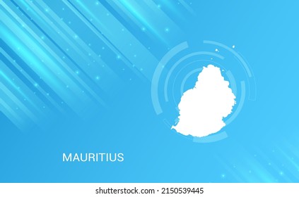 Abstract map of Mauritius circuit circle smooth light blue background.