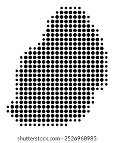 Abstract map of Mauritius showing the area of the country with a pattern of black circles