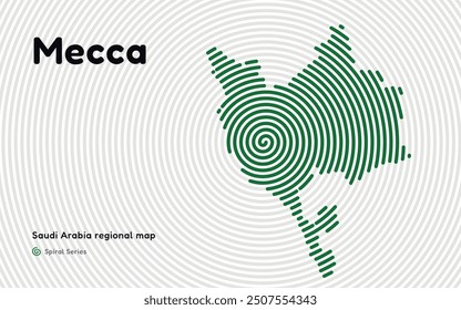 Abstract Map of Mecca, Makkah in a Circle Spiral Pattern. Saudi Arabia regional map