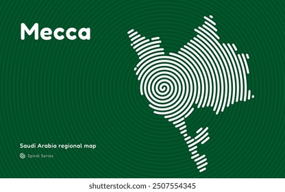 Abstract Map of Mecca, Makkah in a Circle Spiral Pattern. Saudi Arabia regional map