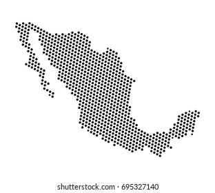 Abstract map of Mexico dots planet, lines, global world map halftone concept. Vector illustration eps 10.