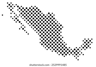 Abstract map of Mexico with a pattern of black circles like a chessboard