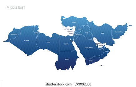 Abstract Map of Middle East. Vector