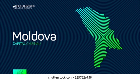 Abstract map of Moldova with circle lines