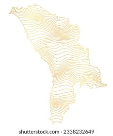 abstract map of Moldova - vector illustration of striped gold colored map