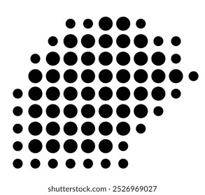 Abstract map of Monaco showing the area of the country with a pattern of black circles
