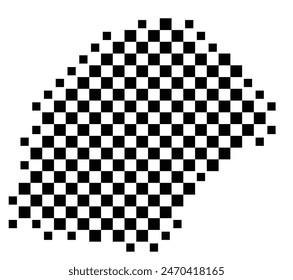 Abstract map of Monaco showing the country with a pattern of black and white squares like a chessboard