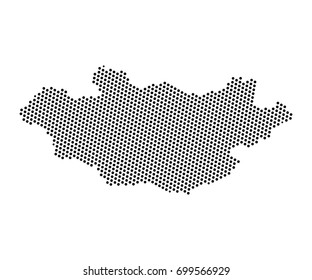 Abstract map of Mongolia dots planet, lines, global world map halftone concept. Vector illustration eps 10.
