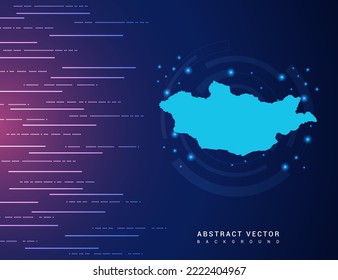 Abstract map of Mongolia technology with hi-tech digital data connection system background circuit.