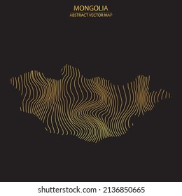 abstract map of Mongolia - vector illustartion of striped gold colored map