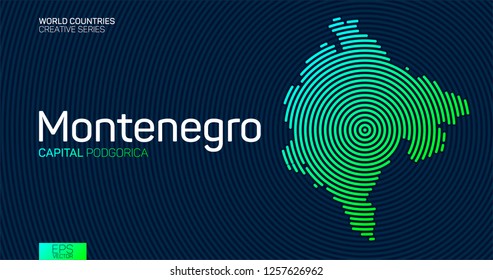 Abstract map of Montenegro with circle lines