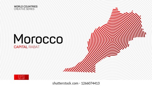 Abstract map of Morocco with red circle lines