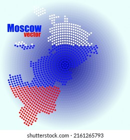 Abstract map Moscow of radial dots, halftone concept. Vector illustration, eps 10