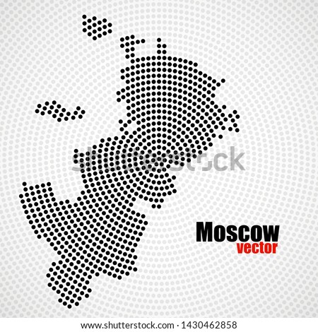 Abstract map Moscow of radial dots, halftone concept. Vector illustration, eps 10