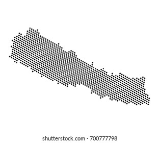 Abstract map of Nepal dots planet, lines, global world map halftone concept. Vector illustration eps 10.