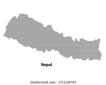 Abstract map of Nepal made with Halftone dots isolated on white background - Vector illustration.