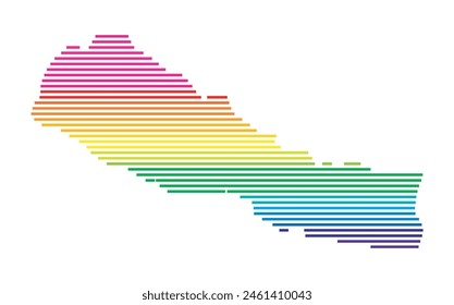 Abstrakte nepalesische Landkarte mit Horizontalen Parallelen in Regenbogenfarben