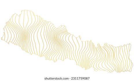 abstract map of Nepal - vector illustration of striped gold colored map