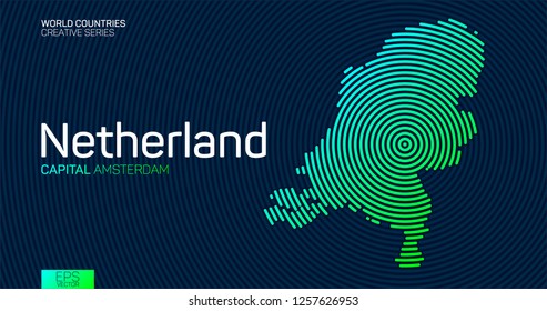 Abstract map of Netherland with circle lines