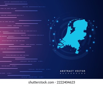 Abstract map of Netherland technology with hi-tech digital data connection system background circuit.