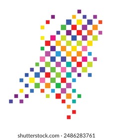 Abstract map of Netherlands with a pattern of colorful squares like a chess board