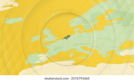 Abstract Map of Netherlands and Surrounding Regions with Circular Patterns. Vibrant Abstract Map.