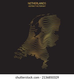 abstract map of Netherlands - vector illustartion of striped gold colored map