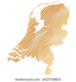 abstract map of Netherlands - vector illustration of striped gold colored map