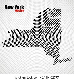 Abstract map New York of radial dots, halftone concept. Vector illustration, eps 10