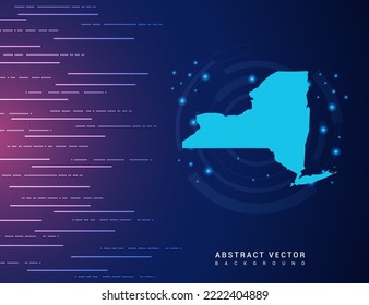 Abstract map of New York technology with hi-tech digital data connection system background circuit.