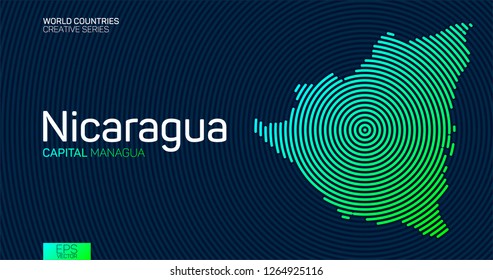 Abstract map of Nicaragua with circle lines