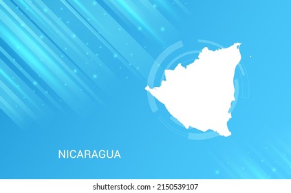 Abstract map of Nicaragua circuit circle smooth light blue background.