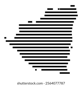 Abstract map of Nicaragua showing the country with horizontal black lines