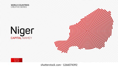 Abstract map of Niger with red circle lines