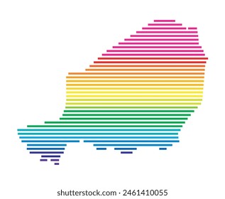 Mapa Abstractas del Níger que muestra la zona del país con Horizontales líneas paralelas en colores arcoíris