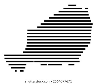 Abstract map of the Niger showing the country with horizontal black lines