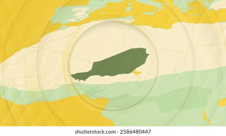 Abstract Map of Niger and Surrounding Regions with Circular Patterns. Vibrant Abstract Map.