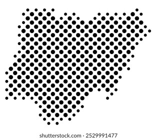 Mapa abstrato da Nigéria com um padrão de círculos pretos como um tabuleiro de xadrez