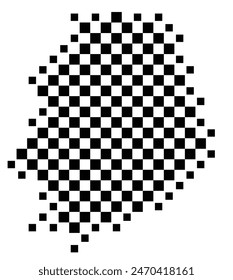 Abstract map of Niue showing the country with a pattern of black and white squares like a chessboard