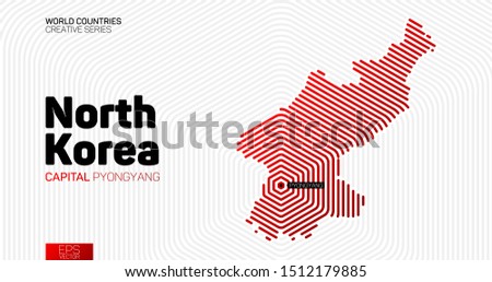 Abstract map of North Korea with red hexagon lines
