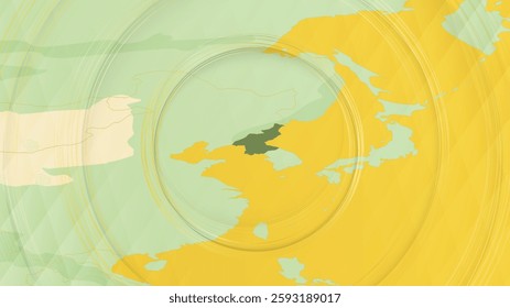 Abstract Map of North Korea and Surrounding Regions with Circular Patterns. Vibrant Abstract Map.