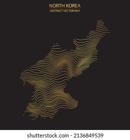 mapa abstracto de Corea del Norte - ilusión vectorial de un mapa a rayas de color oro